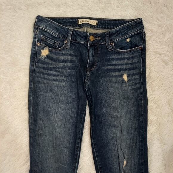 BULLHEAD BLACK Womens Juniors Bootcut Jeans Sz 3R, Stretch Dark Wash  Distressed - Picture 3 of 8